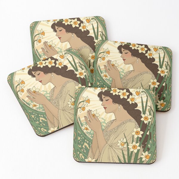 Item preview, December Birthday Narcissus Art Nouveau Design designed and sold by taiche.