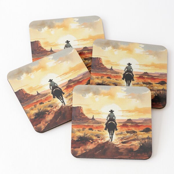 Item preview, Wild West Cowboy Riding a Horse into the Sunset | Vintage Aesthetic designed and sold by UnhingedBird.