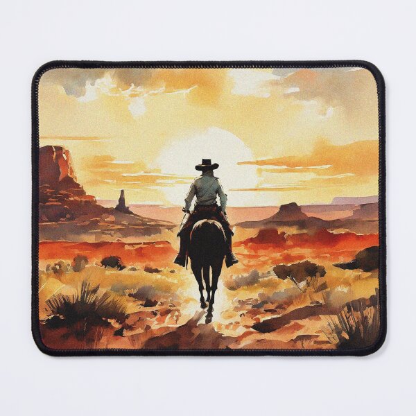 Item preview, Wild West Cowboy Riding a Horse into the Sunset | Vintage Aesthetic designed and sold by UnhingedBird.