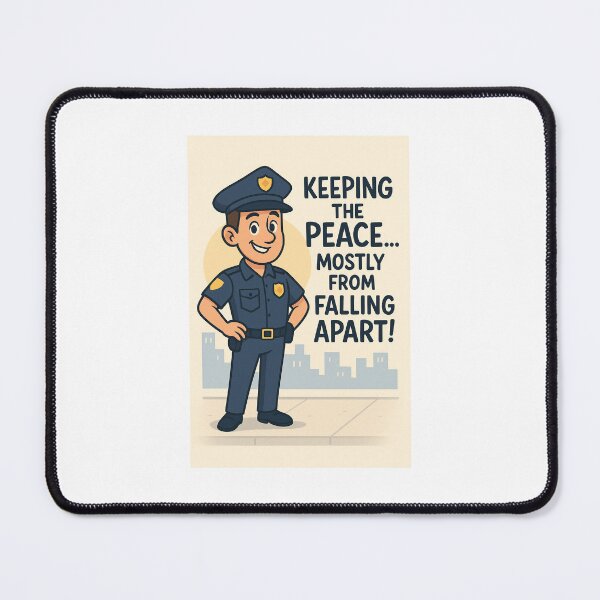 Item preview, Funny Police Officer Quote Art – “Keeping the Peace… Mostly From Falling Apart!” Clean Vector Cartoon Design designed and sold by WhimsyByPaul.redbubble.com.