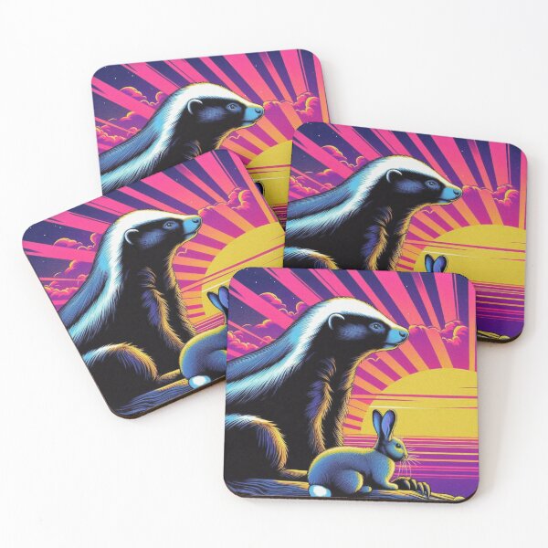Item preview, "Sunset Companions: Honey Badger and Rabbit" designed and sold by Dogandesighn.