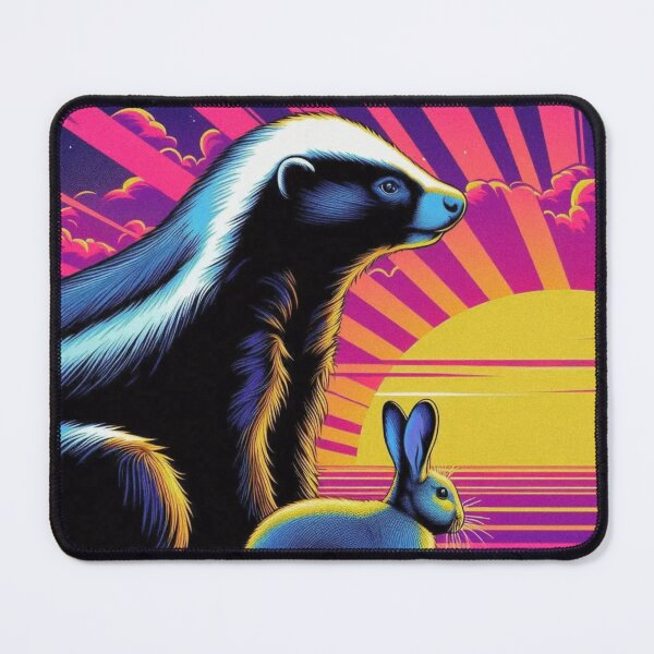 Item preview, "Sunset Companions: Honey Badger and Rabbit" designed and sold by Dogandesighn.