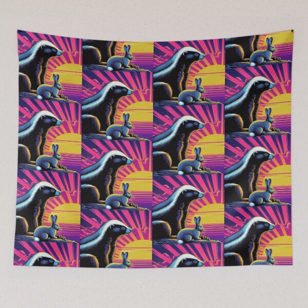 Item preview, "Sunset Companions: Honey Badger and Rabbit" designed and sold by Dogandesighn.