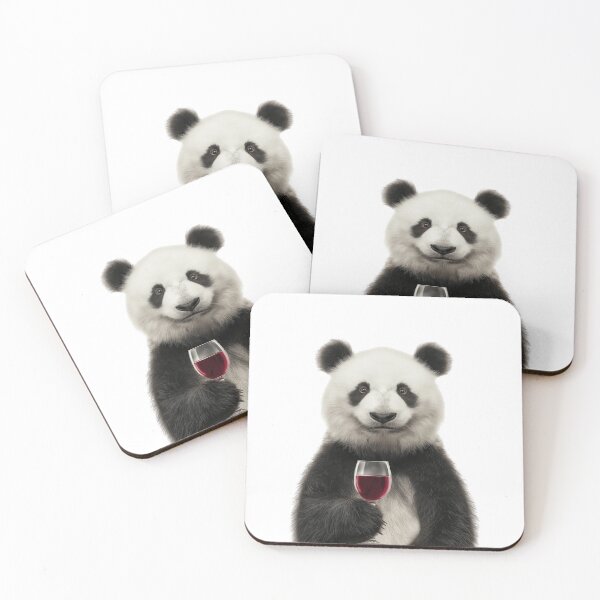 Item preview, Panda Holding a Wine Glass – Cute & Whimsical Animal Art designed and sold by LazyOwlStore.