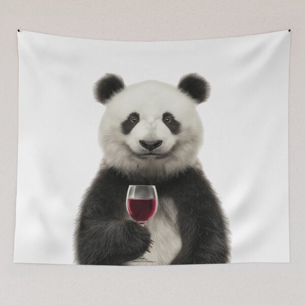 Item preview, Panda Holding a Wine Glass – Cute & Whimsical Animal Art designed and sold by LazyOwlStore.
