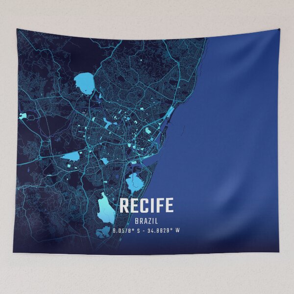 Item preview, Recife Midnight City Map designed and sold by HomeLivingCo.