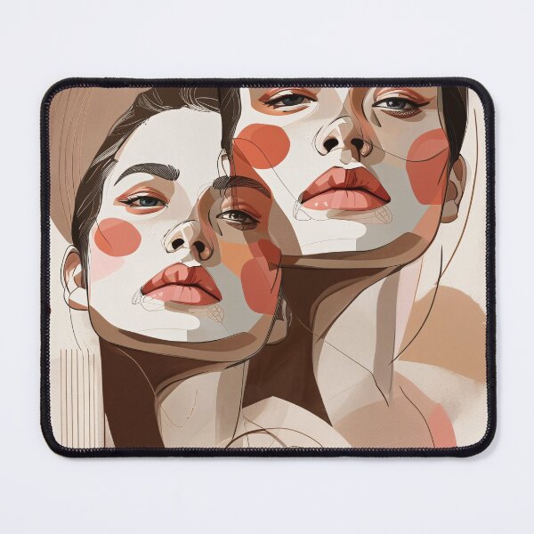 Item preview, Abstract Overlapping Faces – Blush Line Art Illustration with Minimal Shapes designed and sold by Pixelzo.