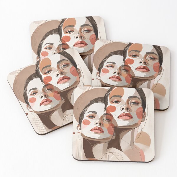 Item preview, Abstract Overlapping Faces – Blush Line Art Illustration with Minimal Shapes designed and sold by Pixelzo.