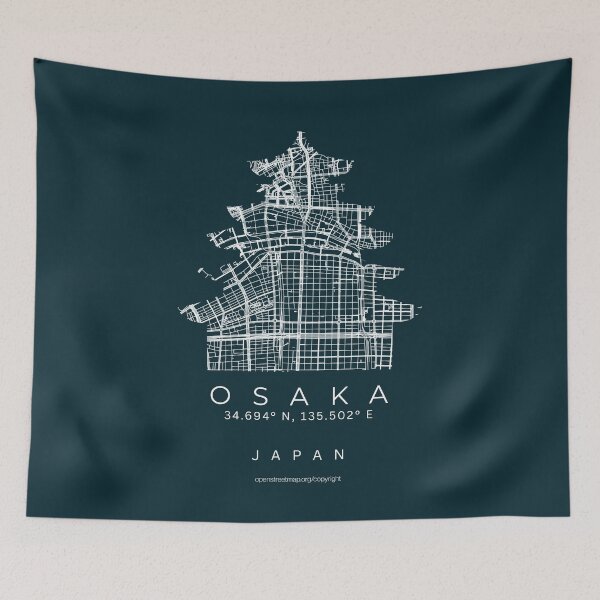 Item preview, Osaka Castle Japan Minimalist City Map designed and sold by NosandEdgy.