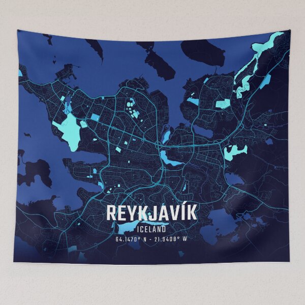 Item preview, Reykjavík Midnight City Map designed and sold by HomeLivingCo.