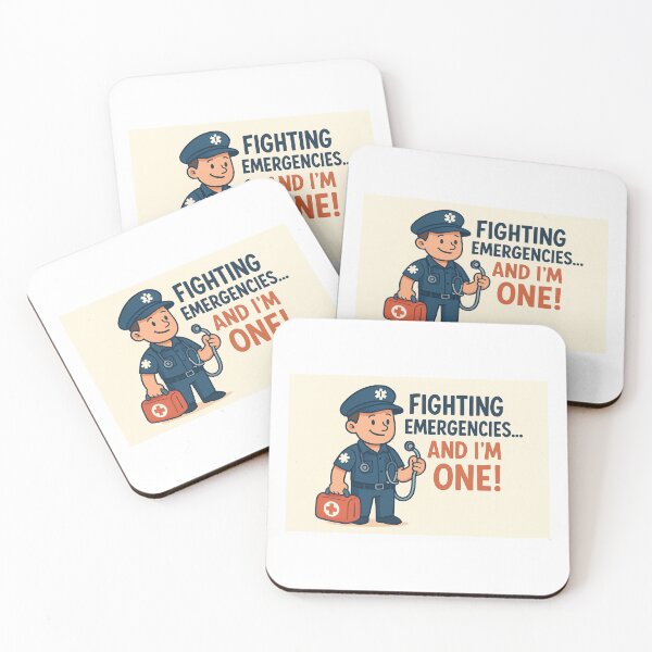Item preview, Funny Paramedic Quote Art – “Fighting Emergencies… And I’m One!” Clean Vector EMT Cartoon Design designed and sold by WhimsyByPaul.redbubble.com.