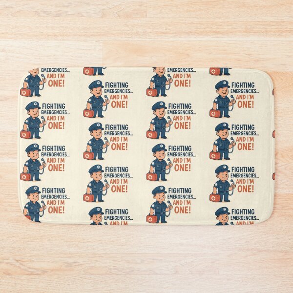 Item preview, Funny Paramedic Quote Art – “Fighting Emergencies… And I’m One!” Clean Vector EMT Cartoon Design designed and sold by WhimsyByPaul.redbubble.com.