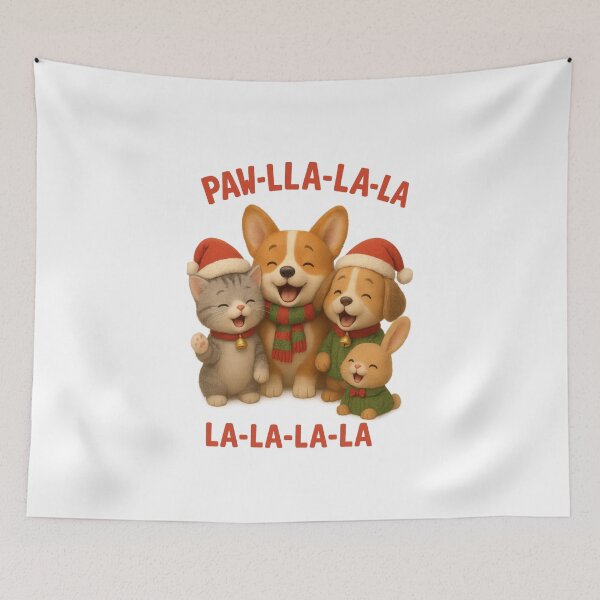 Item preview, Cute Singing Christmas Pets - Paw-lla-la-la- la | Kawaii Funny Animal Christmas Art designed and sold by Moons Studio.