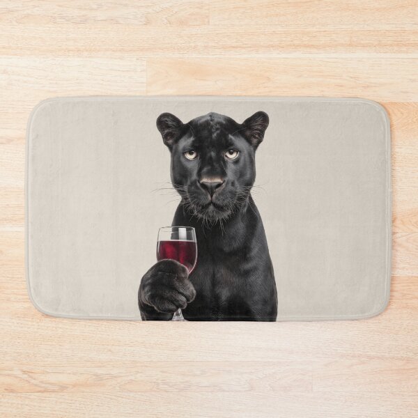 Item preview, Panther Holding a Wine Glass – Elegant & Dramatic Animal Art designed and sold by LazyOwlStore.