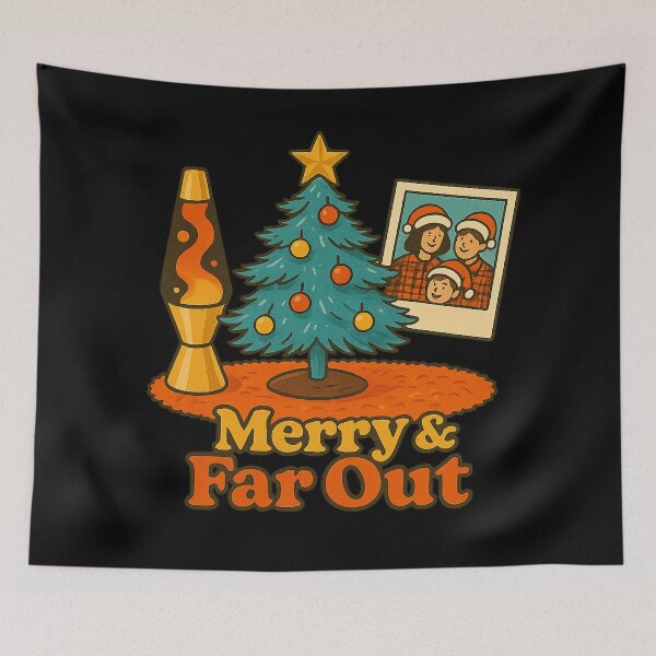 Item preview, Merry & Far Out – Retro Christmas Lava Lamp Tree Design designed and sold by AddictiveDesign.