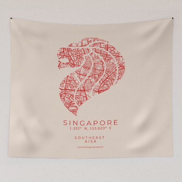 Item preview, Singapore Lion Southeast Asia City Minimalist Map designed and sold by NosandEdgy.