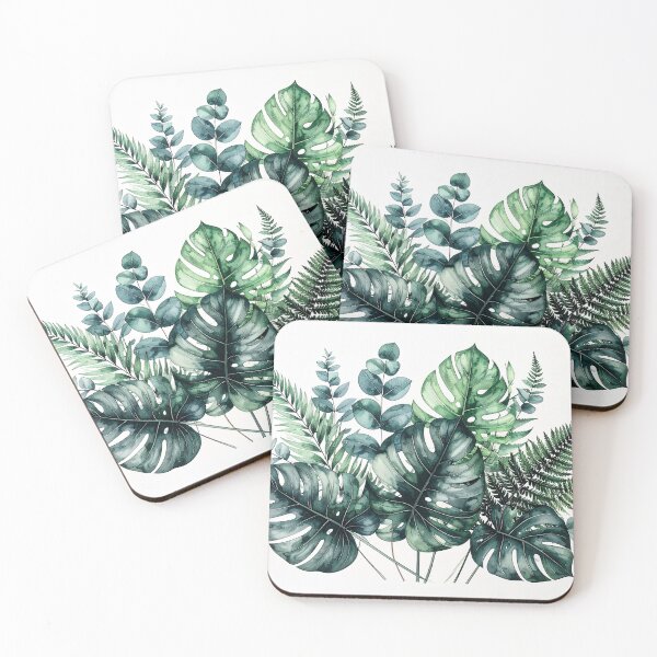 Item preview, Minimalist black ink line drawing of eucalyptus, monstera, and fern leaves  designed and sold by BestDiz.