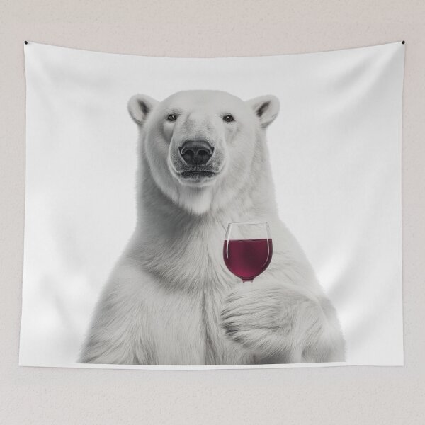 Item preview, Polar Bear Holding a Wine Glass – Cool & Humorous Animal Art designed and sold by LazyOwlStore.