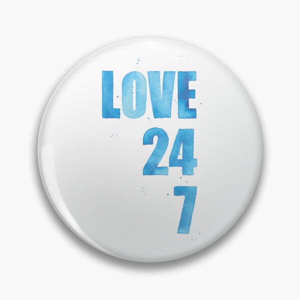 Item preview, Love 24/7 – Handpainted Blue Watercolor Typography Art designed and sold by katmeeetsmouse.