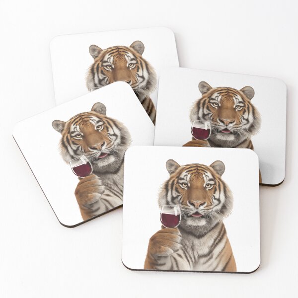 Item preview, Tiger Holding a Wine Glass – Fun and Bold Animal design designed and sold by LazyOwlStore.