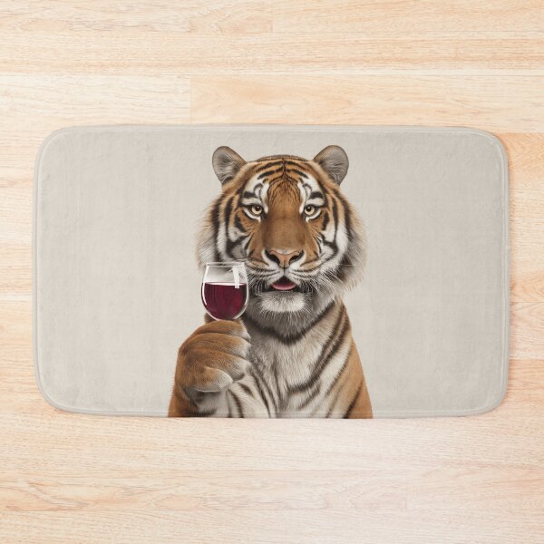 Item preview, Tiger Holding a Wine Glass – Fun and Bold Animal design designed and sold by LazyOwlStore.