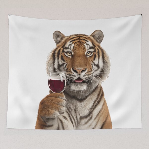 Item preview, Tiger Holding a Wine Glass – Fun and Bold Animal design designed and sold by LazyOwlStore.
