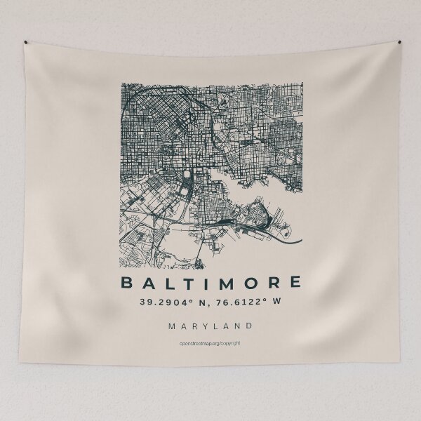 Item preview, Baltimore Maryland Minimalist City Map designed and sold by NosandEdgy.