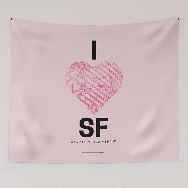 Item preview, I Love SF San Francisco City Minimalist Map designed and sold by NosandEdgy.