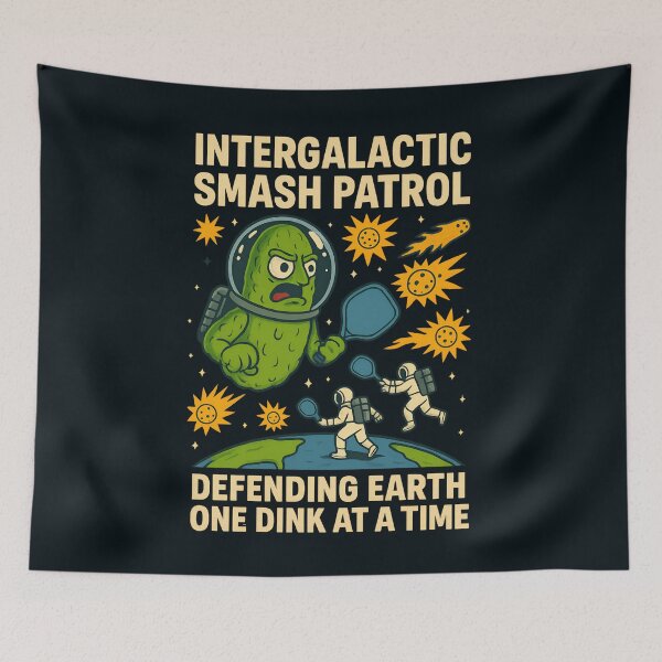 Item preview, Intergalactic Pickleball Defenders – Funny Astronaut vs Pickle Monster designed and sold by SidTastic .