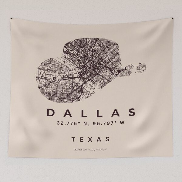 Item preview, Dallas Texas Cowboy Hat Minimalist City Map designed and sold by NosandEdgy.