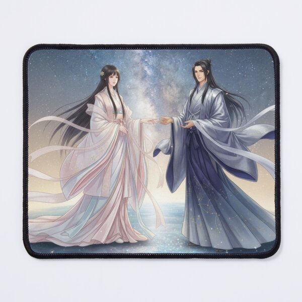 Item preview, Orihime & Hikoboshi — Reunion Beneath the Milky Way | Japanese Mythical Art / 織姫と彦星 ― 天の川に結ぶ誓い designed and sold by Mori-no-Akari.