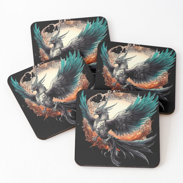 Item preview, Mythical Dark Phoenix with Ornate Lunar Backdrop designed and sold by Daagath.
