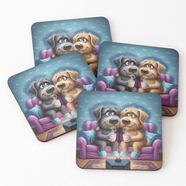 Item preview, Cute Dogs Drinking Coffee on Couch – Cozy Cartoon Dog Art for Pet Lovers designed and sold by Pixel Pout.