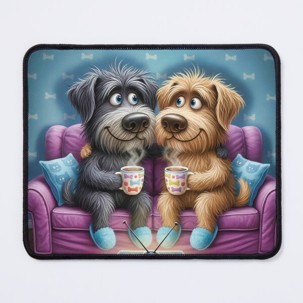 Item preview, Cute Dogs Drinking Coffee on Couch – Cozy Cartoon Dog Art for Pet Lovers designed and sold by Pixel Pout.