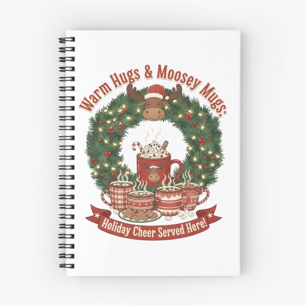 Item preview, Warm Hugs & Moosey Mugs: Festive Hot Cocoa Wreath Christmas Cheer designed and sold by Sushikidsntod.