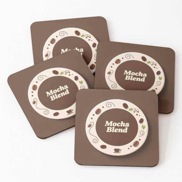 Item preview, Mocha blend circular emblem with coffee beans, soft cream border, and elegant decorative elements designed and sold by Mimoshi ⭐⭐⭐⭐⭐.