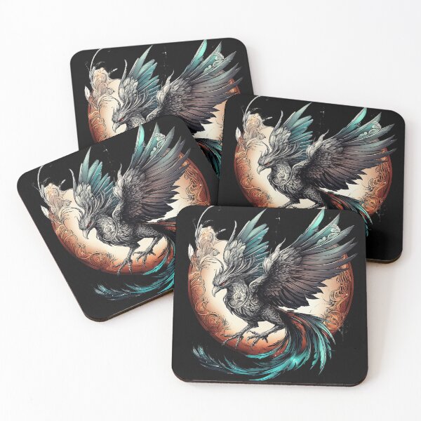 Item preview, Mystic Phoenix with Ornamental Moon and Teal Feathers designed and sold by Daagath.