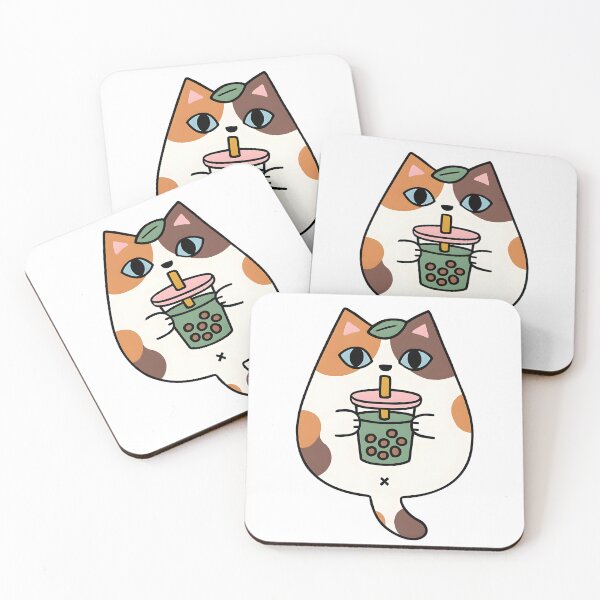 Item preview, Kawaii Cat Drinking Bubble Tea designed and sold by Design-Illusi0n.
