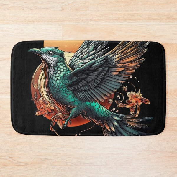 Item preview, Celestial Emerald Bird with Sunset and Floral Accents designed and sold by Daagath.