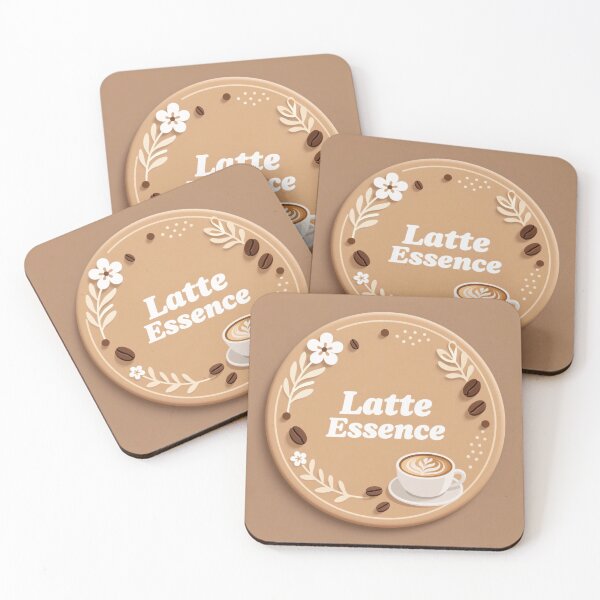 Item preview, Latte essence emblem with floral accents roasted beans warm tones and elegant minimalist coffee design designed and sold by Mimoshi ⭐⭐⭐⭐⭐.