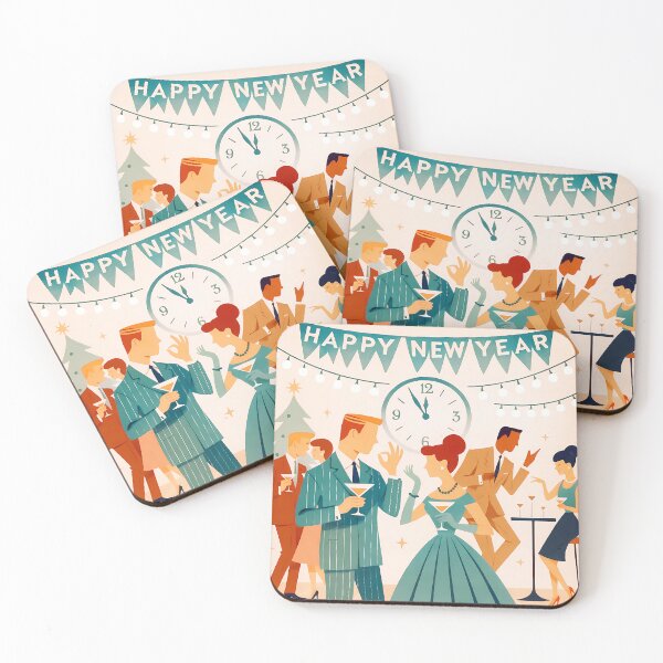 Item preview, Mid Century New Year's Eve Cocktail Party Martini Toke Dance   designed and sold by Lee Hiller Designs.