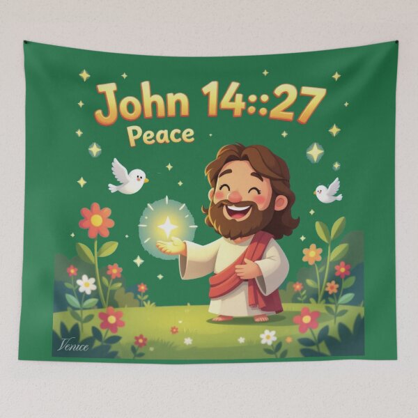 Item preview, Bible verse, John 14:27, Jesus peace, 3D sketch, cute art, designed and sold by PaintMeWorld.