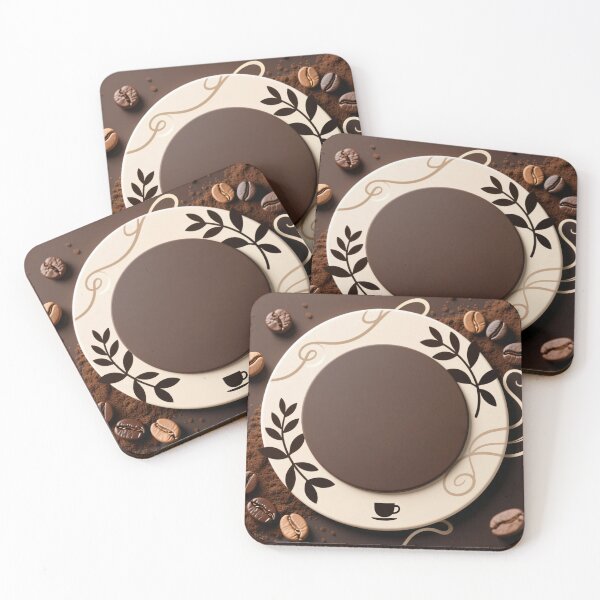 Item preview, Elegant coffee emblem with dark center creamy border roasted beans floral accents and premium café style design designed and sold by Mimoshi ⭐⭐⭐⭐⭐.