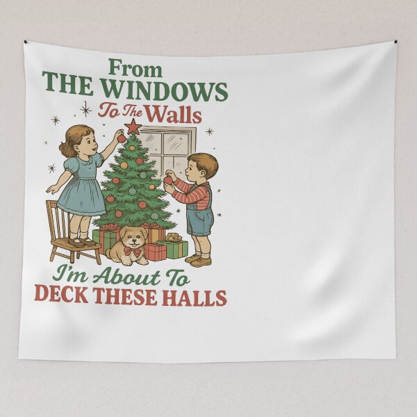 Item preview, From the Windows to the Walls – Vintage Christmas Deck These Halls Funny Design designed and sold by kiralynstration.