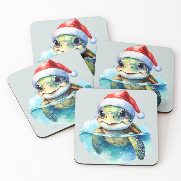 Item preview, Festive seaside joy, cheerful turtle with a Christmas hat designed and sold by LiskoDesign.