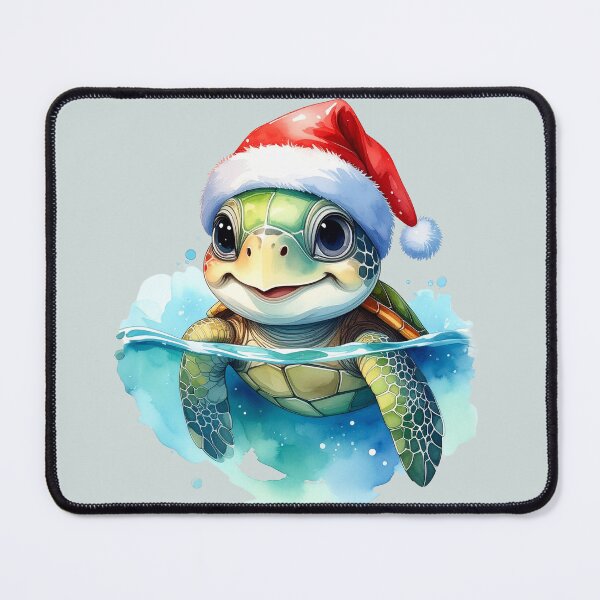 Item preview, Festive seaside joy, cheerful turtle with a Christmas hat designed and sold by LiskoDesign.