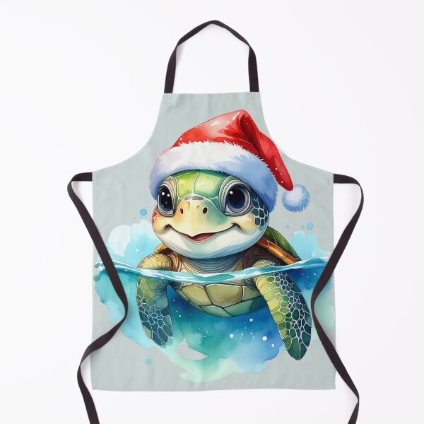 Item preview, Festive seaside joy, cheerful turtle with a Christmas hat designed and sold by LiskoDesign.