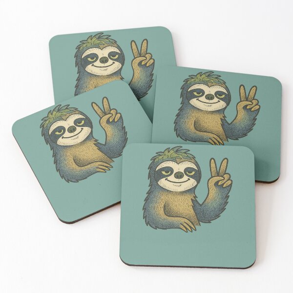 Item preview, Hippie Sloth Peace Sign Groovy Retro Chillout Vibe Design designed and sold by FrictionMaxxing.