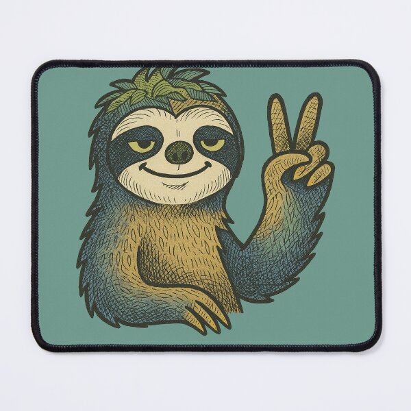 Item preview, Hippie Sloth Peace Sign Groovy Retro Chillout Vibe Design designed and sold by FrictionMaxxing.