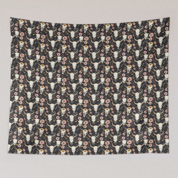 Item preview, Flowery Cow Skull – Rustic and Bohemian Pattern designed and sold by MidArtForge.